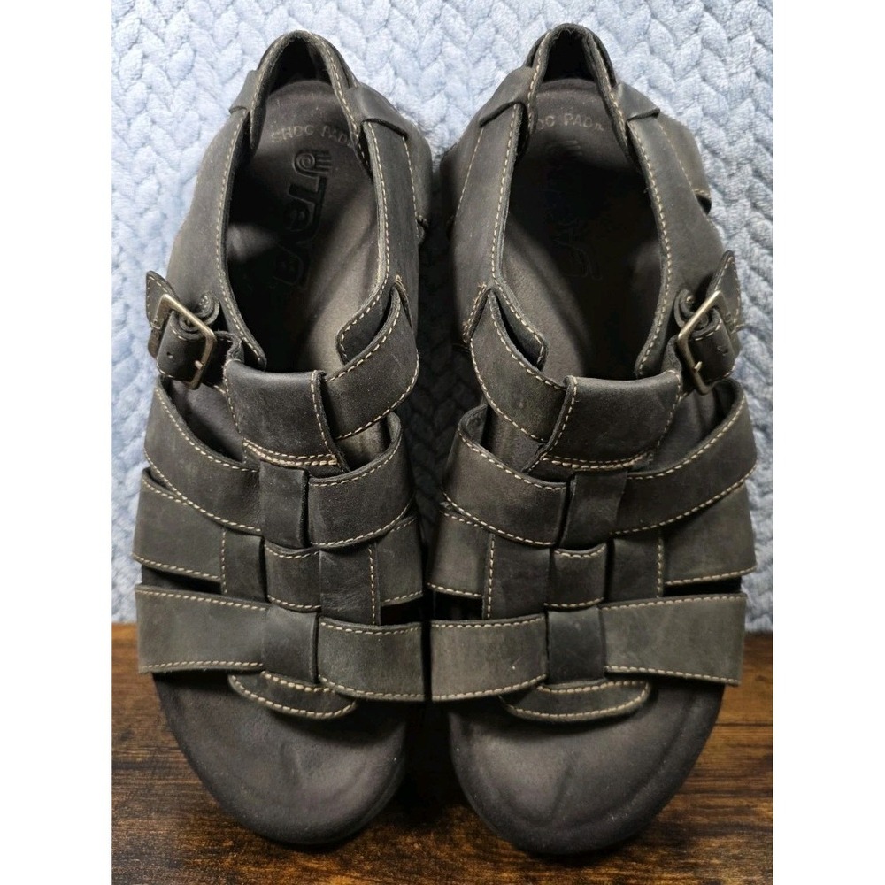 Teva Original Camden Leather Sandals Men's 12 Black Gladiator Fisherman Casual